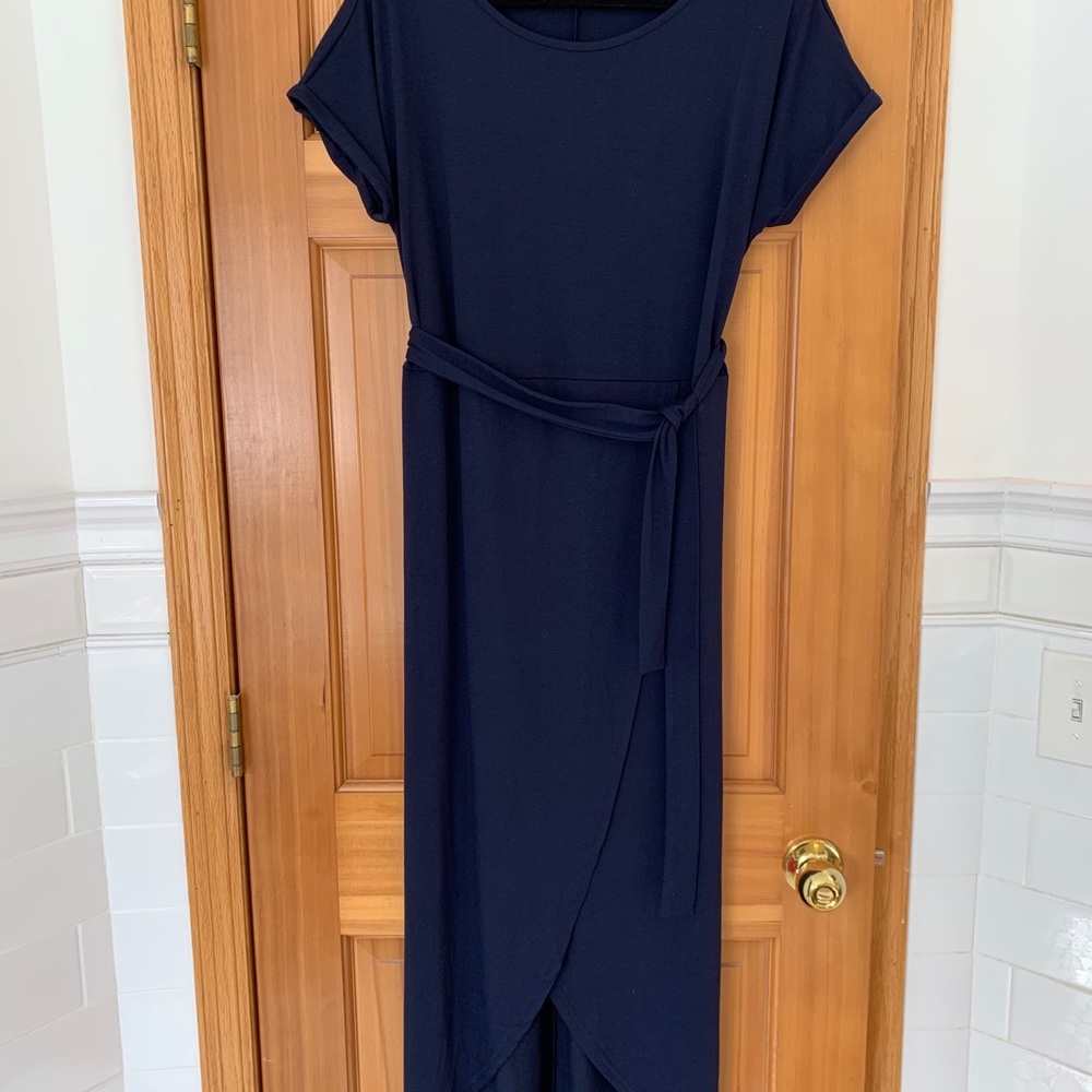 Navy dress with slit